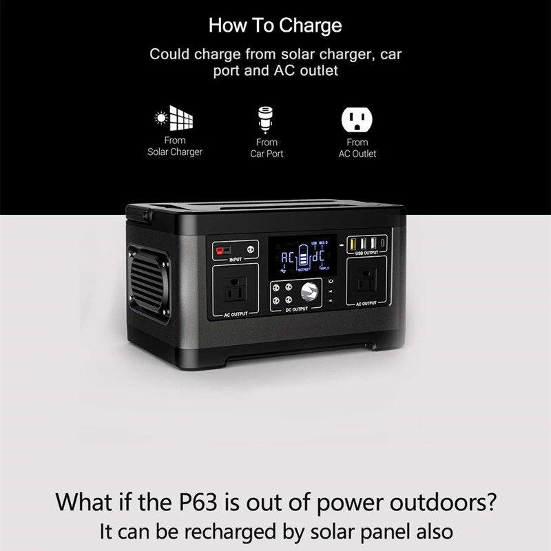 High Quality 500W Portable Power Stations Solar Sotrage Battery Solar Generator with AC, DC, Pd Ports