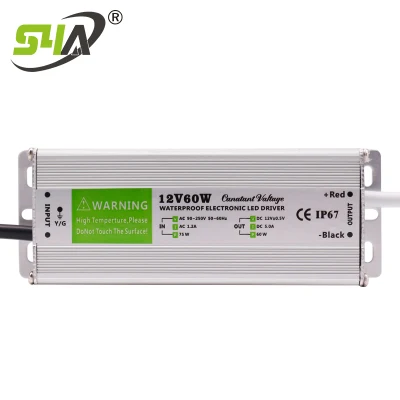 Controlador LED electrónico IP67 de fuente de alimentación impermeable de 12V 60W